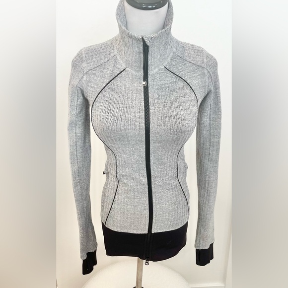 Lululemon Nice Asana Full Zip Jacket Herringbone Long Sleeve Tunic Women’s SZ 2 - Picture 1 of 10